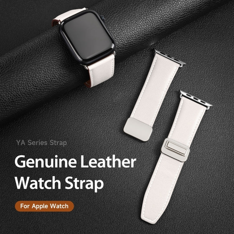 For Apple Watch SE 40mm DUX DUCIS YA Series Magnetic Buckle Genuine Leather Watch Band(White) - Watch Bands by DUX DUCIS | Online Shopping South Africa | PMC Jewellery | Buy Now Pay Later Mobicred