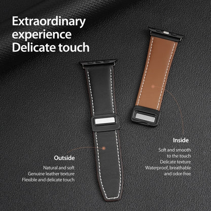 For Apple Watch Series 6 40mm DUX DUCIS YA Series Magnetic Buckle Genuine Leather Watch Band(Black) - Watch Bands by DUX DUCIS | Online Shopping South Africa | PMC Jewellery | Buy Now Pay Later Mobicred