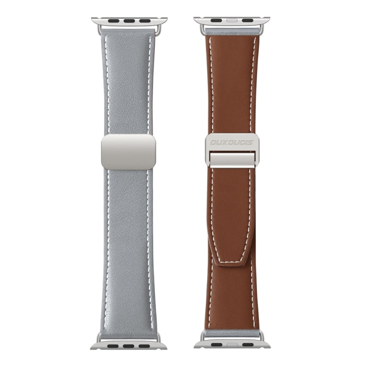 For Apple Watch Series 6 40mm DUX DUCIS YA Series Magnetic Buckle Genuine Leather Watch Band(Grey) - Watch Bands by DUX DUCIS | Online Shopping South Africa | PMC Jewellery | Buy Now Pay Later Mobicred