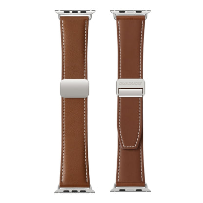 For Apple Watch Series 6 44mm DUX DUCIS YA Series Magnetic Buckle Genuine Leather Watch Band(Brown) - Watch Bands by DUX DUCIS | Online Shopping South Africa | PMC Jewellery | Buy Now Pay Later Mobicred