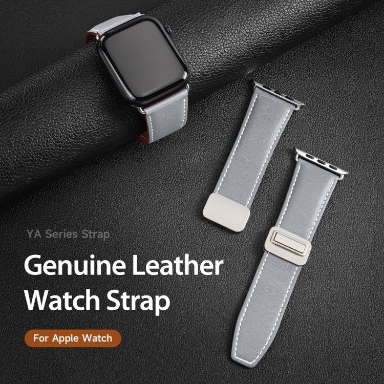 For Apple Watch Series 5 40mm DUX DUCIS YA Series Magnetic Buckle Genuine Leather Watch Band(Grey) - Watch Bands by DUX DUCIS | Online Shopping South Africa | PMC Jewellery | Buy Now Pay Later Mobicred