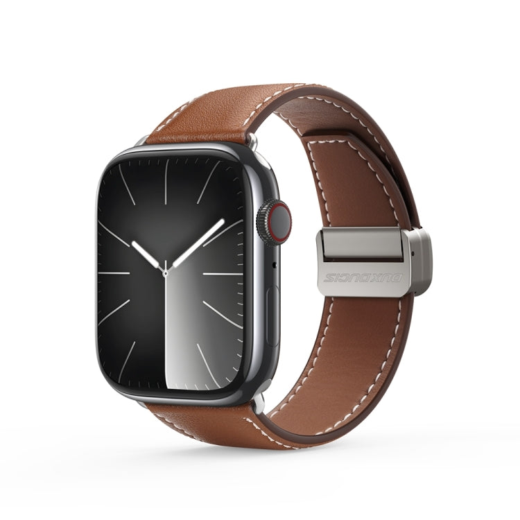 For Apple Watch Series 2 38mm DUX DUCIS YA Series Magnetic Buckle Genuine Leather Watch Band(Brown) - Watch Bands by DUX DUCIS | Online Shopping South Africa | PMC Jewellery | Buy Now Pay Later Mobicred