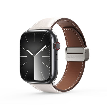 For Apple Watch Series 2 38mm DUX DUCIS YA Series Magnetic Buckle Genuine Leather Watch Band(White) - Watch Bands by DUX DUCIS | Online Shopping South Africa | PMC Jewellery | Buy Now Pay Later Mobicred