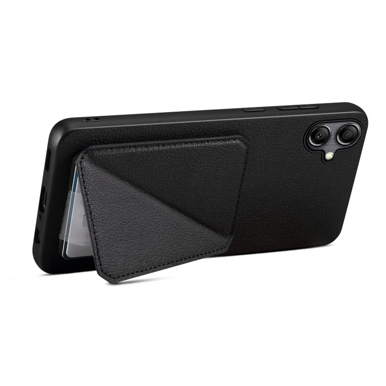 For Samsung Galaxy S24 5G Denior Imitation Calf Leather Back Phone Case with Holder(Black) - Galaxy S24 5G Cases by Denior | Online Shopping South Africa | PMC Jewellery | Buy Now Pay Later Mobicred