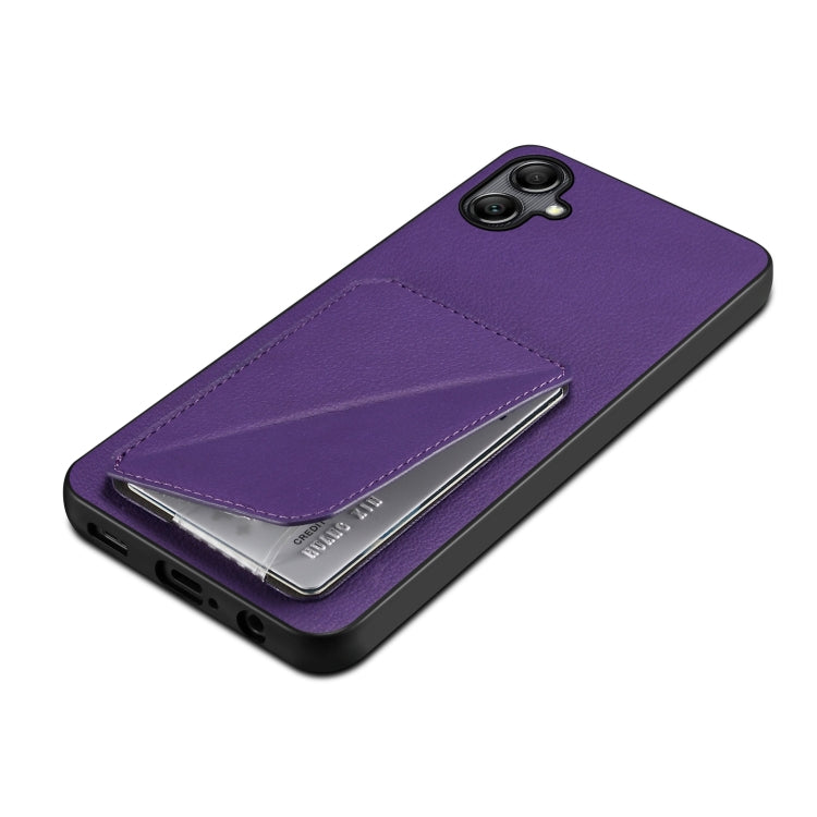 For Samsung Galaxy S24+ 5G Denior Imitation Calf Leather Back Phone Case with Holder(Purple) - Galaxy S24+ 5G Cases by Denior | Online Shopping South Africa | PMC Jewellery | Buy Now Pay Later Mobicred