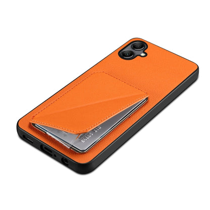 For Samsung Galaxy S24 Ultra 5G Denior Imitation Calf Leather Back Phone Case with Holder(Orange) - Galaxy S24 Ultra 5G Cases by Denior | Online Shopping South Africa | PMC Jewellery | Buy Now Pay Later Mobicred