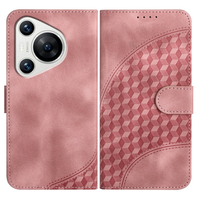 For Huawei Pura 70 YX0060 Elephant Head Embossed Phone Leather Case with Lanyard(Pink) - Huawei Cases by PMC Jewellery | Online Shopping South Africa | PMC Jewellery | Buy Now Pay Later Mobicred