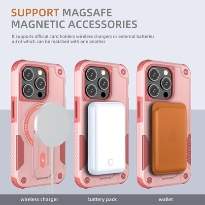 For iPhone 12 Pro Max MagSafe Holder Armor PC Hybrid TPU Phone Case(Pink) - iPhone 12 Pro Max Cases by PMC Jewellery | Online Shopping South Africa | PMC Jewellery