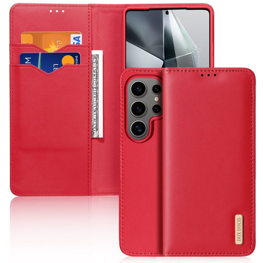 For Samsung Galaxy S25 Ultra 5G DUX DUCIS Hivo Series Cowhide + PU + TPU Flip Phone Case(Red) - Galaxy S25 Ultra 5G Cases by DUX DUCIS | Online Shopping South Africa | PMC Jewellery | Buy Now Pay Later Mobicred