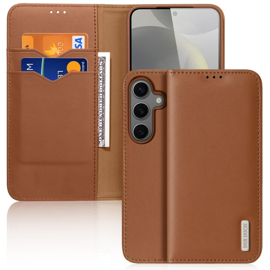 For Samsung Galaxy S25+ 5G DUX DUCIS Hivo Series Cowhide + PU + TPU Flip Phone Case(Brown) - Galaxy S25+ 5G Cases by DUX DUCIS | Online Shopping South Africa | PMC Jewellery | Buy Now Pay Later Mobicred