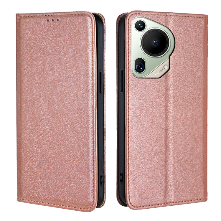 For Huawei Pura 70 Ultra Gloss Oil Solid Color Magnetic Leather Phone Case(Rose Gold) - Huawei Cases by PMC Jewellery | Online Shopping South Africa | PMC Jewellery | Buy Now Pay Later Mobicred