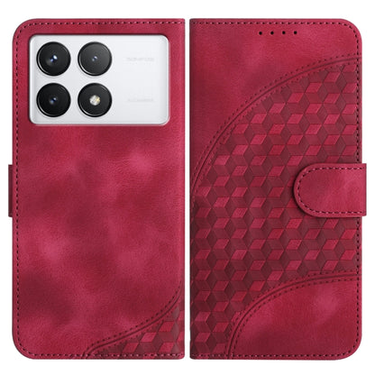 For Xiaomi Redmi K70 YX0060 Elephant Head Embossed Phone Leather Case with Lanyard(Rose Red) - K70 Cases by PMC Jewellery | Online Shopping South Africa | PMC Jewellery | Buy Now Pay Later Mobicred