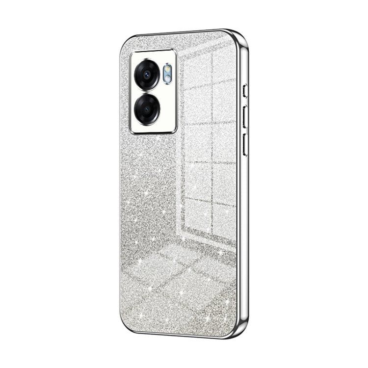 For OPPO A57 5G Gradient Glitter Powder Electroplated Phone Case(Silver) - OPPO Cases by PMC Jewellery | Online Shopping South Africa | PMC Jewellery | Buy Now Pay Later Mobicred