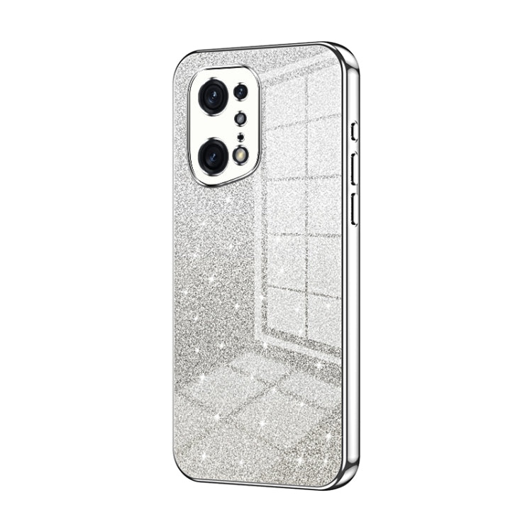 For OPPO Find X5 Pro Gradient Glitter Powder Electroplated Phone Case(Silver) - OPPO Cases by PMC TechLife | Online Shopping South Africa | PMC TechLife | Buy Now Pay Later Mobicred