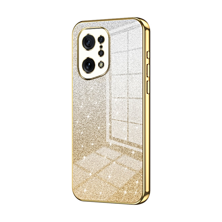 For OPPO Find X5 Gradient Glitter Powder Electroplated Phone Case(Gold) - OPPO Cases by PMC Jewellery | Online Shopping South Africa | PMC Jewellery | Buy Now Pay Later Mobicred