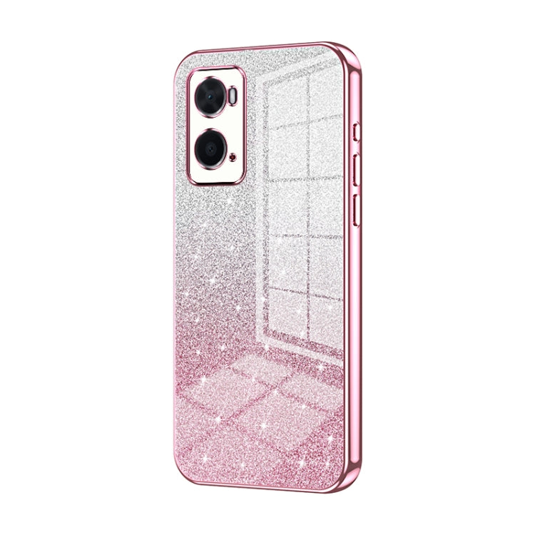 For OPPO A36 / A76 / A96 4G Global Gradient Glitter Powder Electroplated Phone Case(Pink) - OPPO Cases by PMC Jewellery | Online Shopping South Africa | PMC Jewellery | Buy Now Pay Later Mobicred