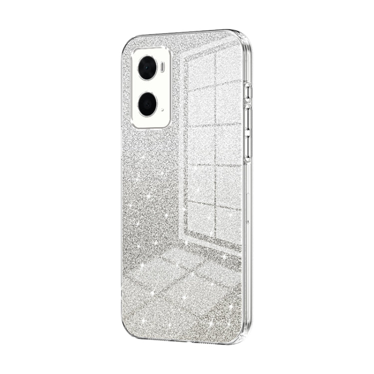 For OPPO A36 / A76 / A96 4G Global Gradient Glitter Powder Electroplated Phone Case(Transparent) - OPPO Cases by PMC Jewellery | Online Shopping South Africa | PMC Jewellery | Buy Now Pay Later Mobicred