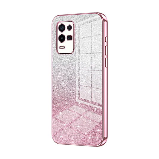 For OPPO K9x Gradient Glitter Powder Electroplated Phone Case(Pink) - OPPO Cases by PMC Jewellery | Online Shopping South Africa | PMC Jewellery | Buy Now Pay Later Mobicred