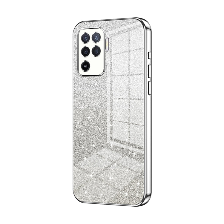 For OPPO A94 4G Gradient Glitter Powder Electroplated Phone Case(Silver) - OPPO Cases by PMC Jewellery | Online Shopping South Africa | PMC Jewellery | Buy Now Pay Later Mobicred