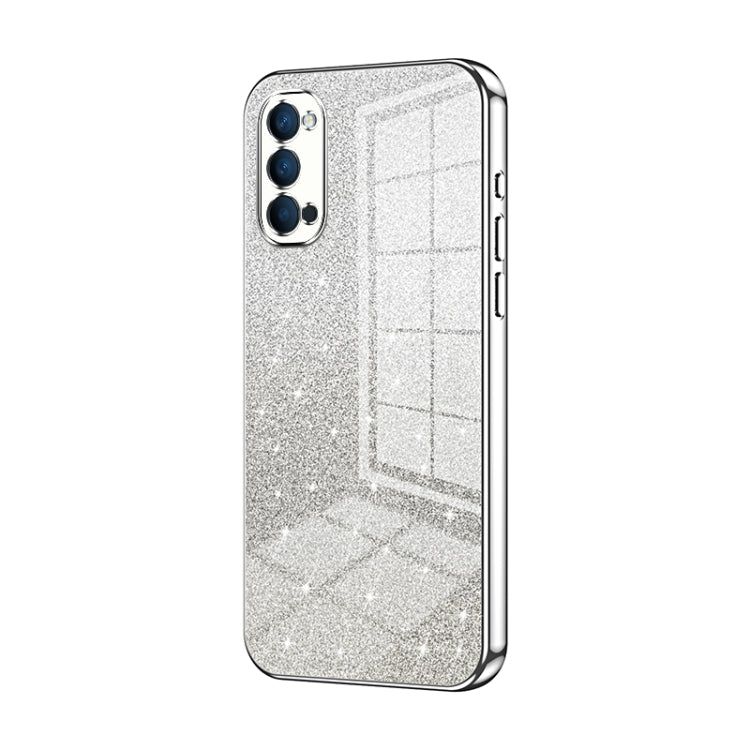 For OPPO Reno4 Gradient Glitter Powder Electroplated Phone Case(Silver) - OPPO Cases by PMC TechLife | Online Shopping South Africa | PMC TechLife | Buy Now Pay Later Mobicred