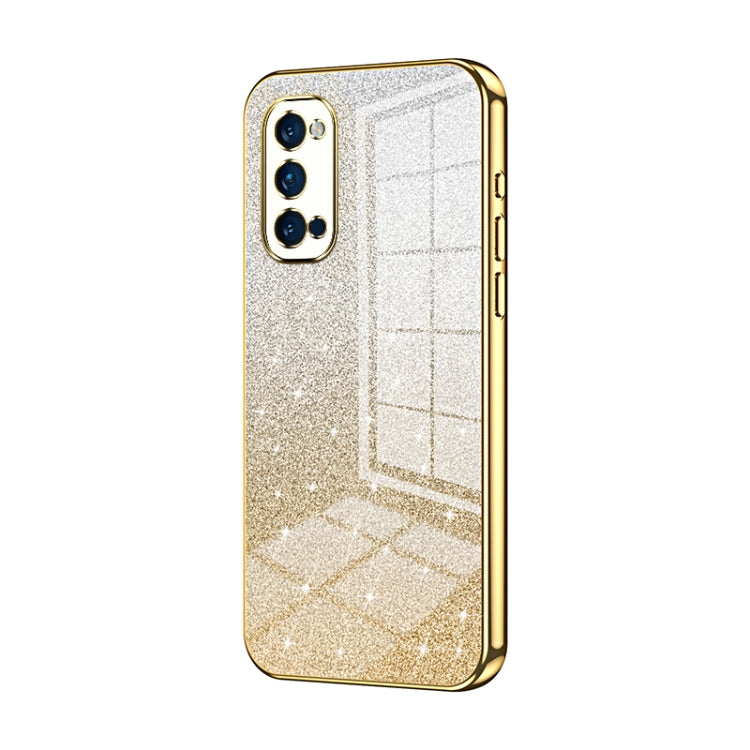 For OPPO Reno4 Pro Gradient Glitter Powder Electroplated Phone Case(Gold) - OPPO Cases by PMC TechLife | Online Shopping South Africa | PMC TechLife | Buy Now Pay Later Mobicred