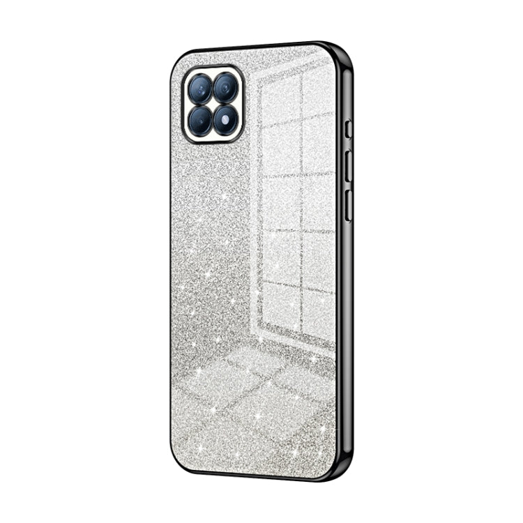 For OPPO Reno4 SE Gradient Glitter Powder Electroplated Phone Case(Black) - OPPO Cases by PMC TechLife | Online Shopping South Africa | PMC TechLife | Buy Now Pay Later Mobicred