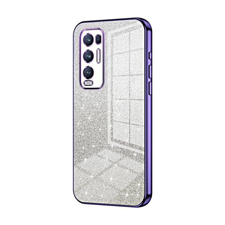 For OPPO Reno5 Pro+ Gradient Glitter Powder Electroplated Phone Case(Purple) - OPPO Cases by PMC Jewellery | Online Shopping South Africa | PMC Jewellery | Buy Now Pay Later Mobicred