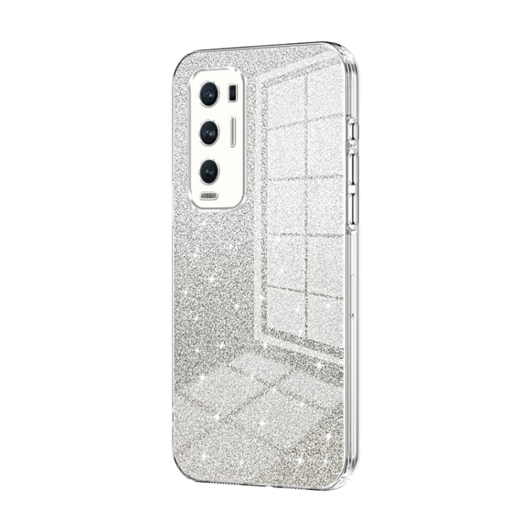 For OPPO Reno5 Pro+ Gradient Glitter Powder Electroplated Phone Case(Transparent) - OPPO Cases by PMC Jewellery | Online Shopping South Africa | PMC Jewellery | Buy Now Pay Later Mobicred