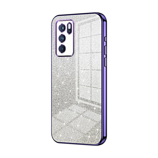 For OPPO Reno6 Pro Indian  Gradient Glitter Powder Electroplated Phone Case(Purple) - OPPO Cases by PMC Jewellery | Online Shopping South Africa | PMC Jewellery | Buy Now Pay Later Mobicred