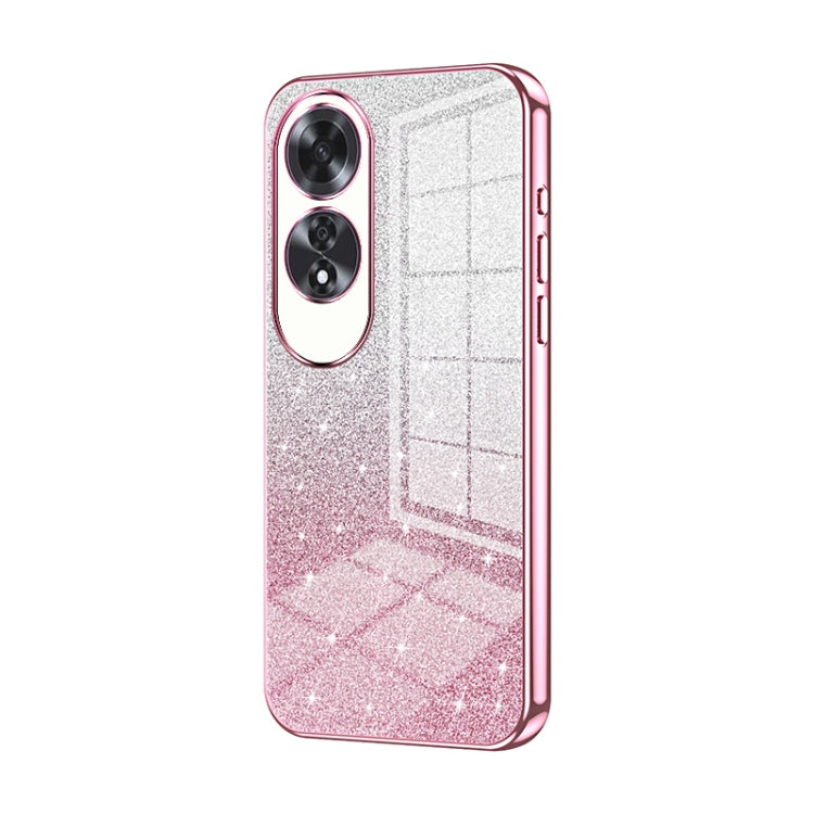 For OPPO A60 Gradient Glitter Powder Electroplated Phone Case(Pink) - OPPO Cases by PMC Jewellery | Online Shopping South Africa | PMC Jewellery | Buy Now Pay Later Mobicred