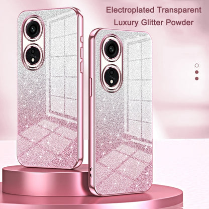 For OPPO Reno6 Pro+ Gradient Glitter Powder Electroplated Phone Case(Pink) - OPPO Cases by PMC Jewellery | Online Shopping South Africa | PMC Jewellery | Buy Now Pay Later Mobicred