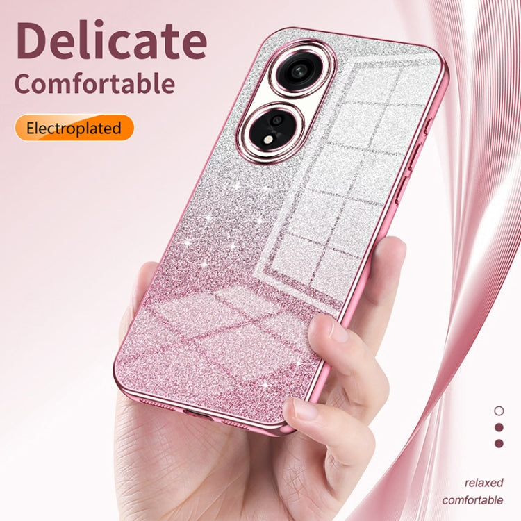 For OPPO A60 Gradient Glitter Powder Electroplated Phone Case(Pink) - OPPO Cases by PMC Jewellery | Online Shopping South Africa | PMC Jewellery | Buy Now Pay Later Mobicred