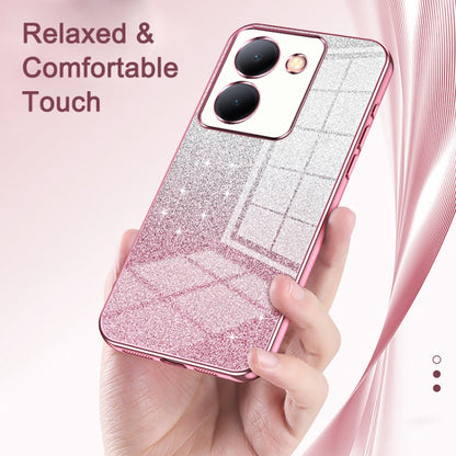 For vivo Y78+ 5G / Y78 / V29 Lite Gradient Glitter Powder Electroplated Phone Case(Pink) - vivo Cases by PMC Jewellery | Online Shopping South Africa | PMC Jewellery | Buy Now Pay Later Mobicred