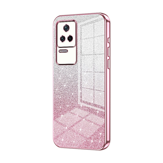 For Xiaomi Redmi K40S / Poco F4 Gradient Glitter Powder Electroplated Phone Case(Pink) - Xiaomi Cases by PMC Jewellery | Online Shopping South Africa | PMC Jewellery | Buy Now Pay Later Mobicred