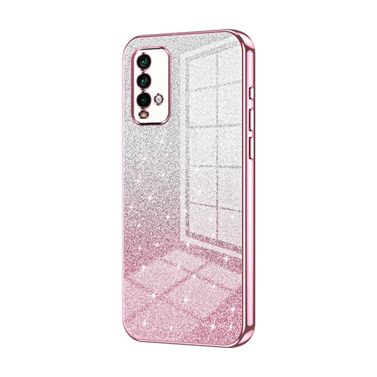 For Xiaomi Redmi Note 9 4G Gradient Glitter Powder Electroplated Phone Case(Pink) - Xiaomi Cases by PMC Jewellery | Online Shopping South Africa | PMC Jewellery | Buy Now Pay Later Mobicred