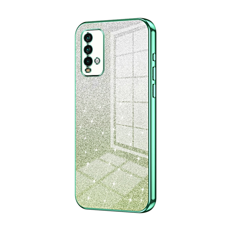 For Xiaomi Redmi Note 9 4G Gradient Glitter Powder Electroplated Phone Case(Green) - Xiaomi Cases by PMC TechLife | Online Shopping South Africa | PMC TechLife | Buy Now Pay Later Mobicred