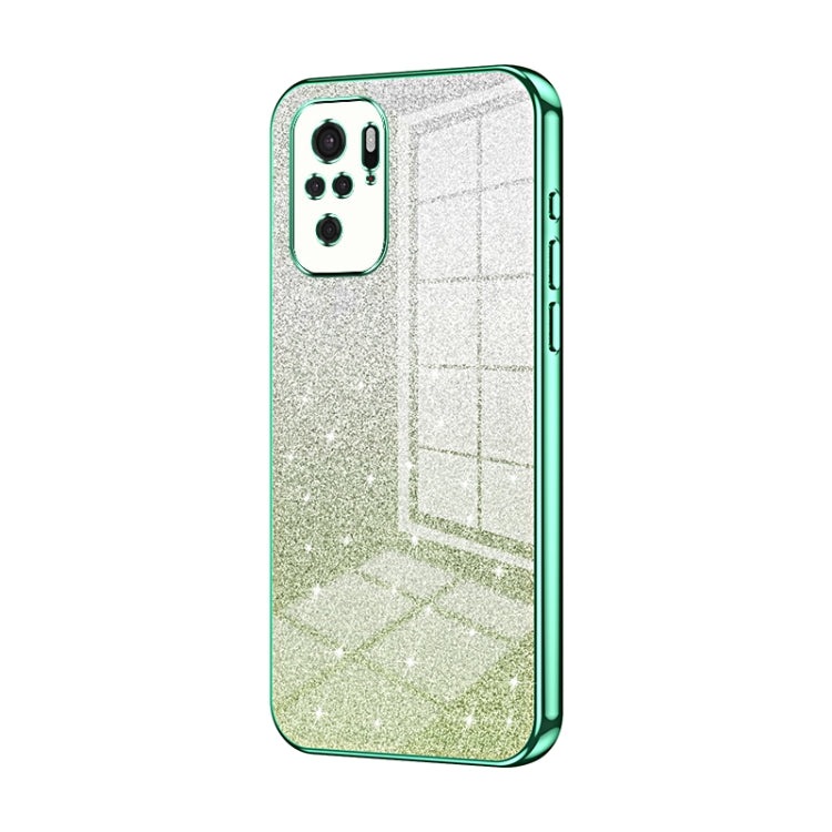 For Xiaomi Redmi Note 10/Note 10S Gradient Glitter Powder Electroplated Phone Case(Green) - Xiaomi Cases by PMC Jewellery | Online Shopping South Africa | PMC Jewellery | Buy Now Pay Later Mobicred