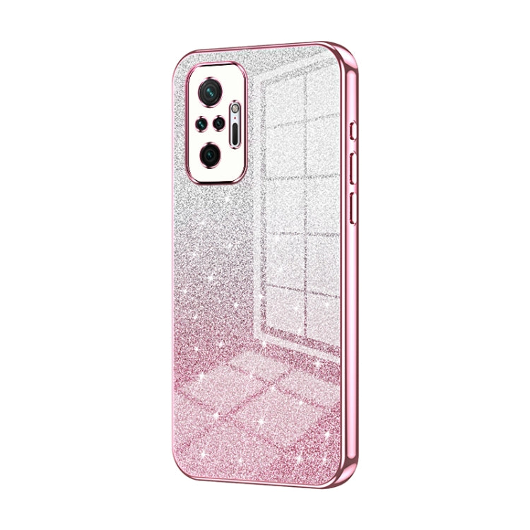 For Xiaomi Redmi Note 10 Pro/10 Pro Max Gradient Glitter Powder Electroplated Phone Case(Pink) - Xiaomi Cases by PMC Jewellery | Online Shopping South Africa | PMC Jewellery | Buy Now Pay Later Mobicred