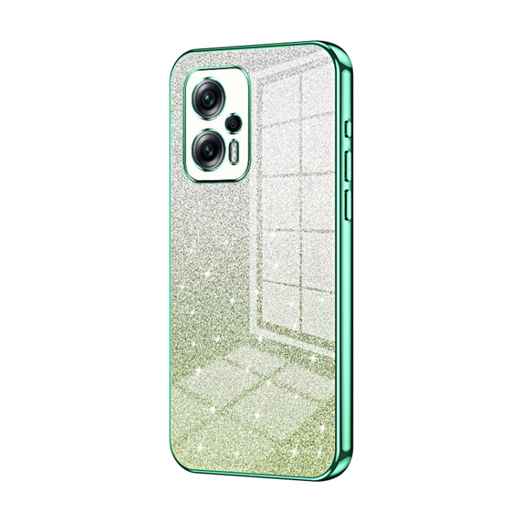 For Xiaomi Redmi Note 11T Pro/Poco X4 GT Gradient Glitter Powder Electroplated Phone Case(Green) - Xiaomi Cases by PMC TechLife | Online Shopping South Africa | PMC TechLife | Buy Now Pay Later Mobicred