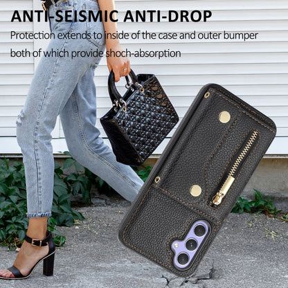 For Samsung Galaxy S24+ DF-09 Crossbody Litchi texture Card Bag Design PU Phone Case(Black) - Galaxy S24+ 5G Cases by PMC Jewellery | Online Shopping South Africa | PMC Jewellery | Buy Now Pay Later Mobicred