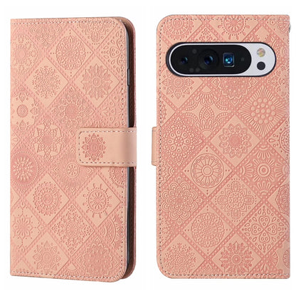 For Google Pixel 9 Pro XL Ethnic Style Embossed Pattern Leather Phone Case(Pink) - Google Cases by PMC Jewellery | Online Shopping South Africa | PMC Jewellery | Buy Now Pay Later Mobicred