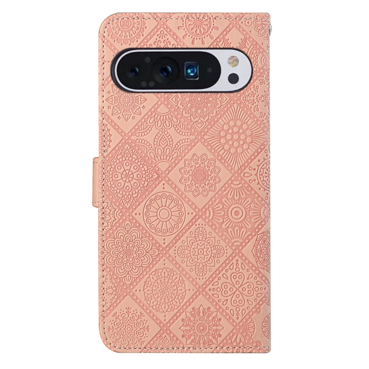 For Google Pixel 9 / 9 Pro Ethnic Style Embossed Pattern Leather Phone Case(Pink) - Google Cases by PMC TechLife | Online Shopping South Africa | PMC TechLife | Buy Now Pay Later Mobicred