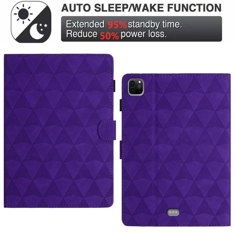 For iPad Pro 11 2024 Diamond Texture Embossed Leather Smart Tablet Case(Purple) - iPad Pro 11 2024 Cases by PMC TechLife | Online Shopping South Africa | PMC TechLife | Buy Now Pay Later Mobicred
