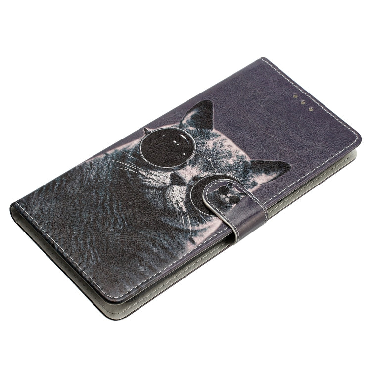 For Blackview A55 Pro Colored Drawing Leather Phone Case(Sunglasses Cat) - More Brand by PMC Jewellery | Online Shopping South Africa | PMC Jewellery | Buy Now Pay Later Mobicred