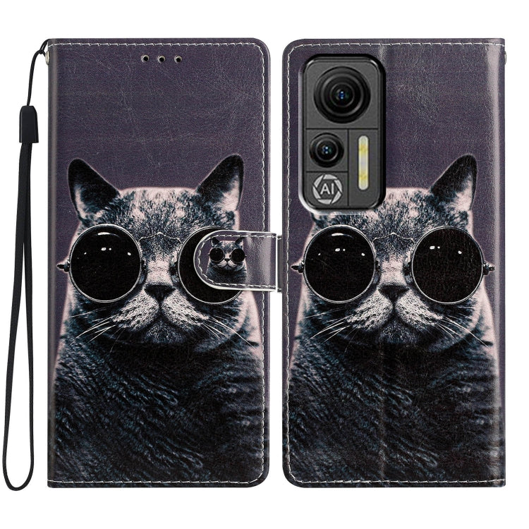 For Ulefone Note 14 Colored Drawing Leather Phone Case(Sunglasses Cat) - Ulefone Cases by PMC Jewellery | Online Shopping South Africa | PMC Jewellery | Buy Now Pay Later Mobicred