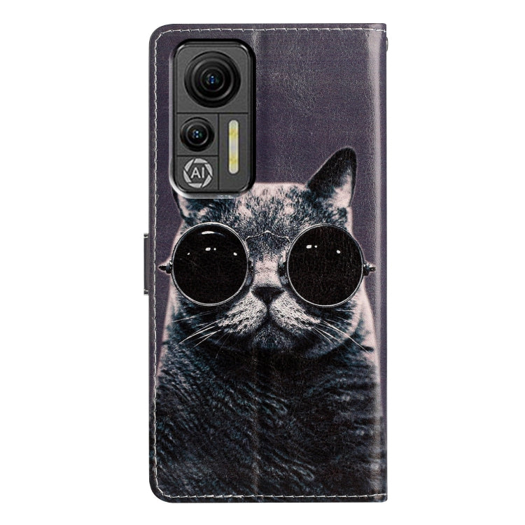 For Ulefone Note 14 Colored Drawing Leather Phone Case(Sunglasses Cat) - Ulefone Cases by PMC Jewellery | Online Shopping South Africa | PMC Jewellery | Buy Now Pay Later Mobicred