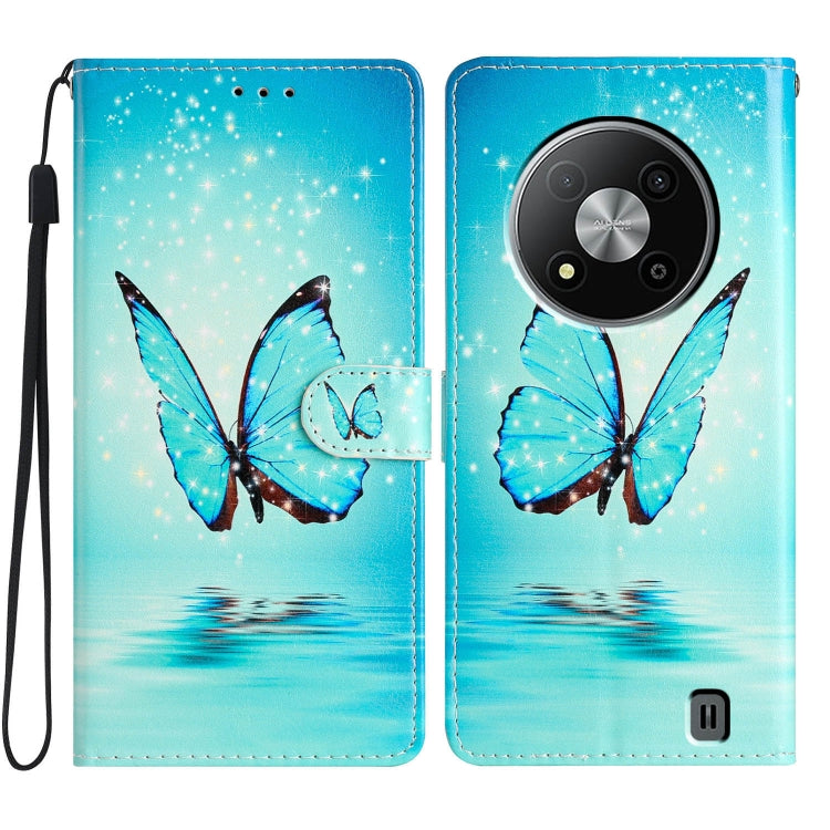 For ZTE Blade A73 5G Colored Drawing Leather Phone Case(Blue Butterfly) - ZTE Cases by PMC Jewellery | Online Shopping South Africa | PMC Jewellery | Buy Now Pay Later Mobicred