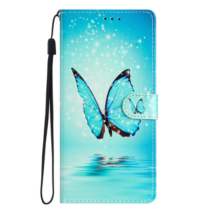 For ZTE Blade A73 5G Colored Drawing Leather Phone Case(Blue Butterfly) - ZTE Cases by PMC Jewellery | Online Shopping South Africa | PMC Jewellery | Buy Now Pay Later Mobicred