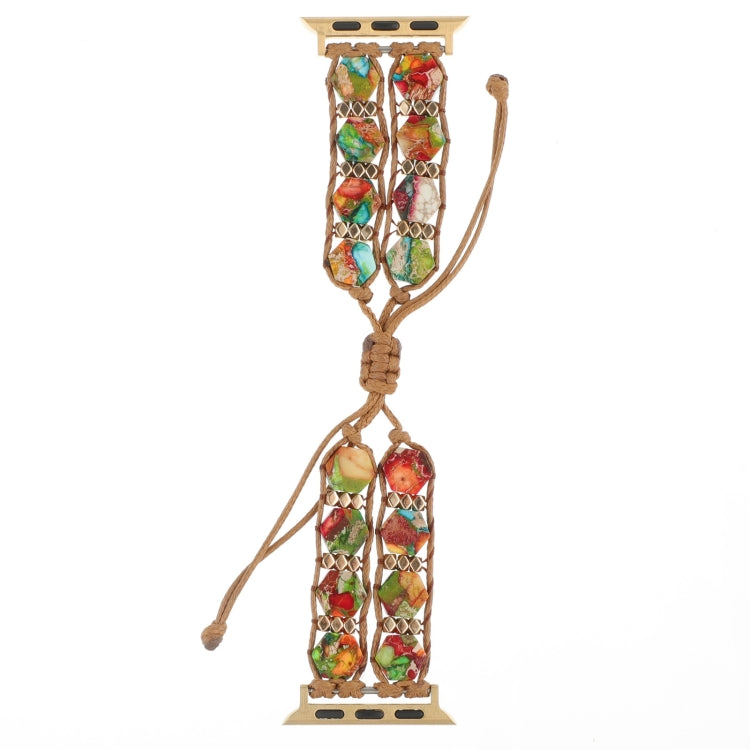 For Apple Watch SE 2023 40mm Hexagonal Stones Drawstring Chain Watch Band(Colorful) - Watch Bands by PMC TechLife | Online Shopping South Africa | PMC TechLife