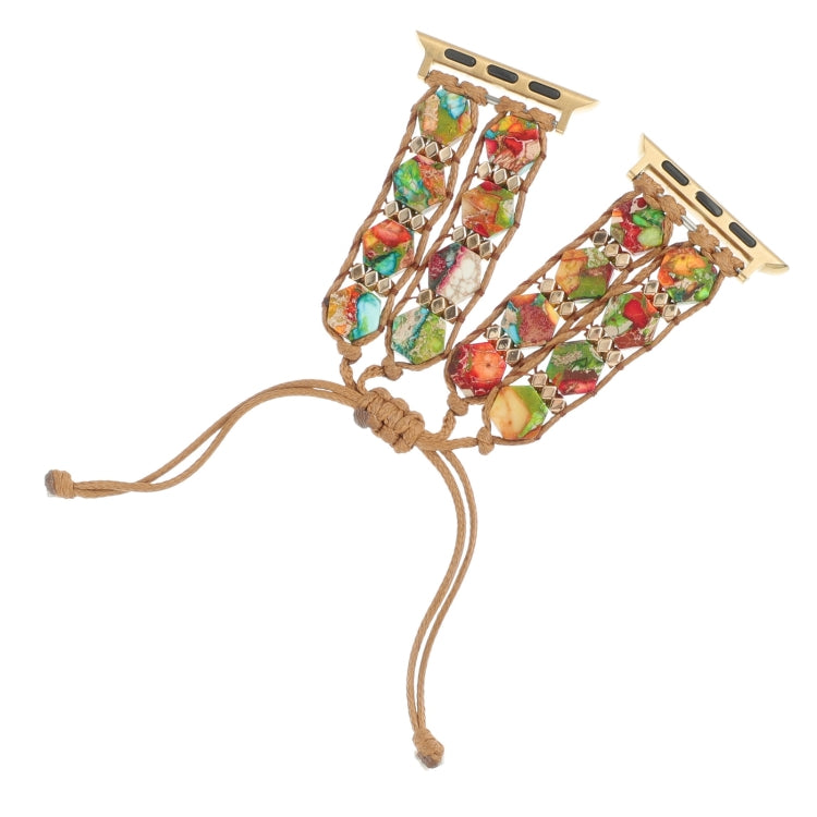 For Apple Watch Series 9 41mm Hexagonal Stones Drawstring Chain Watch Band(Colorful) - Watch Bands by PMC TechLife | Online Shopping South Africa | PMC TechLife